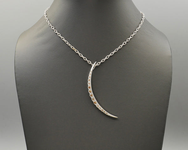 Half Moon Champagne Diamond Pendant/Necklace