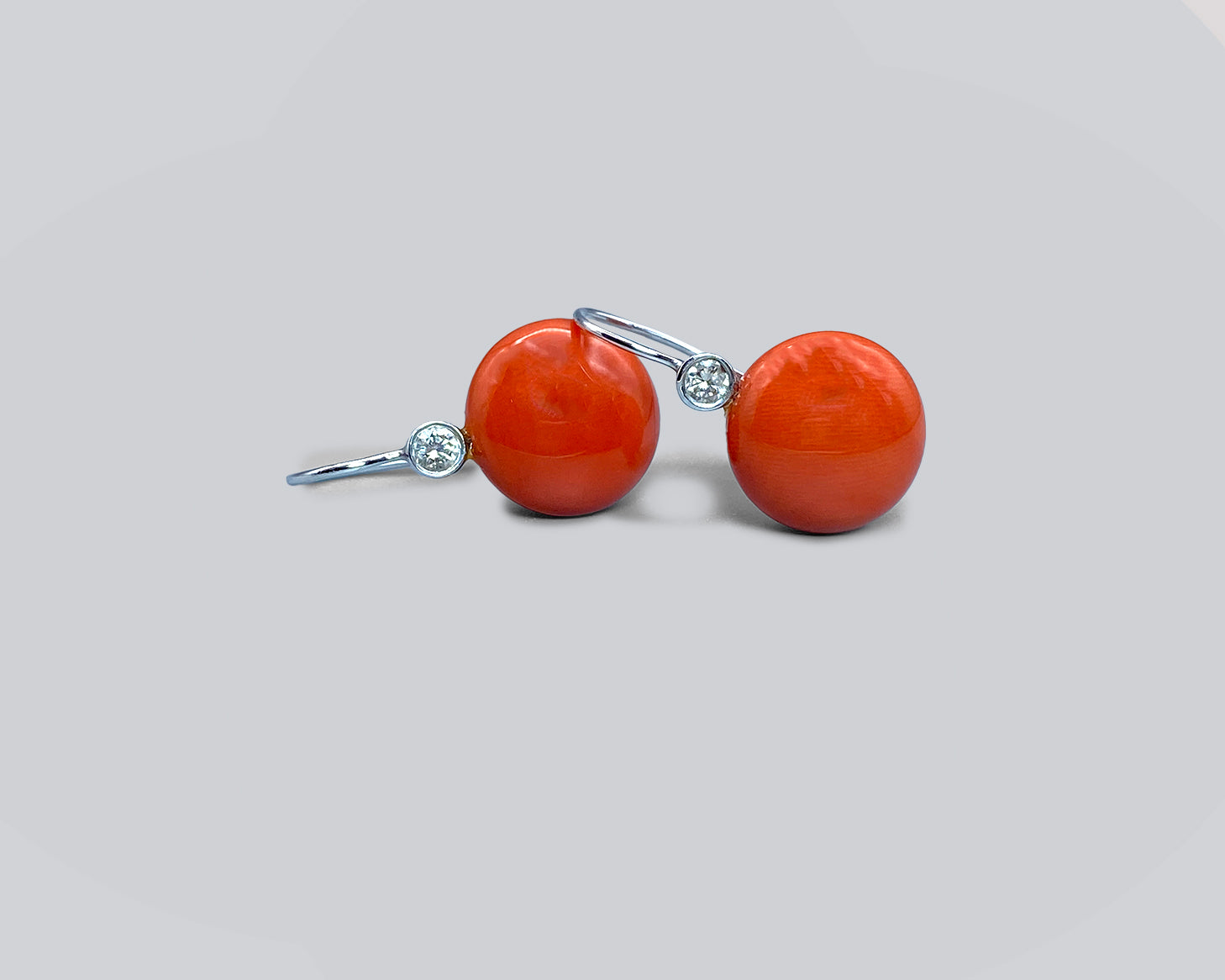 Coral Button Wire Drop Earrings