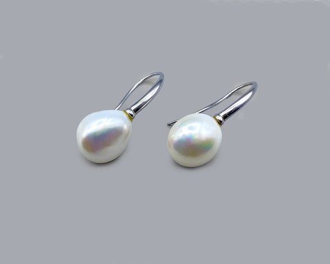 Sculptured Fresh Water Pearl Drop Earrings