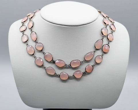 Pink Chalcedony Oval Necklace