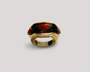 Garnet Triple Stone Tension-Set Ring