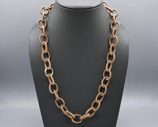 Silk Link Necklace - Non-Metallic Cafe au lait