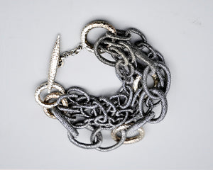 Multi-strand Silk Link Bracelet - Metallic Gunmetal