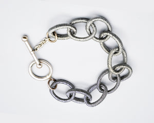 Single Strand Silk Link Bracelet - Metallic Gunmetal