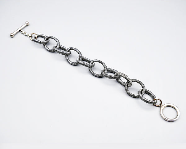 Single Strand Silk Link Bracelet - Metallic Gunmetal