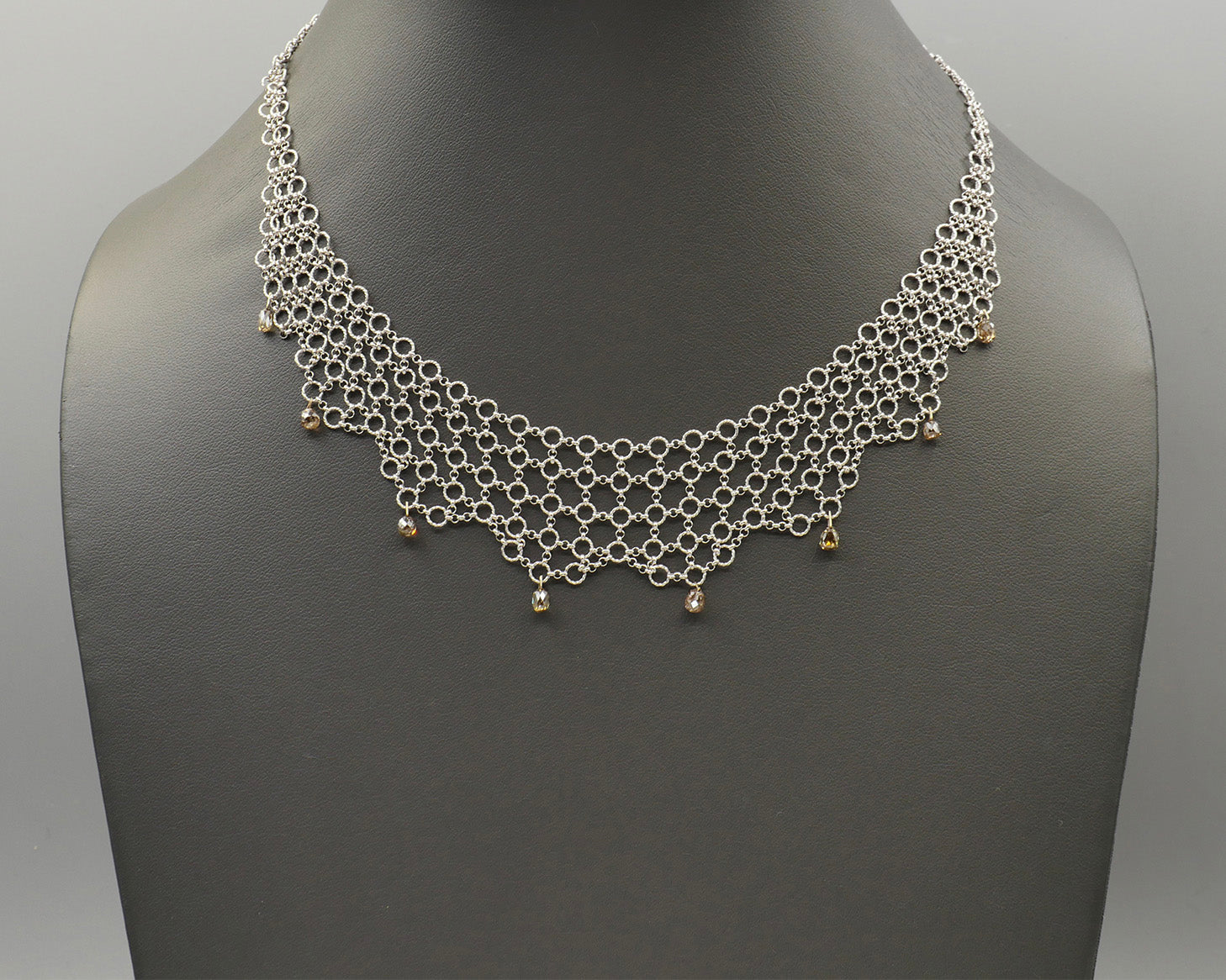 Mesh Bib with Coffee Diamond Briolettes